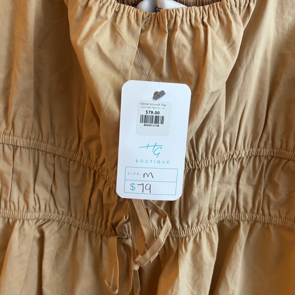 Tan Ruched Crop Top - Picture 3 of 3